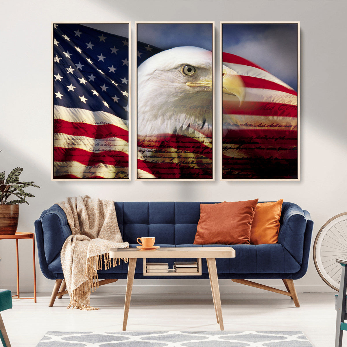 American Flag Eagle Symbol Wall Art Canvas Print, Patriotic American Flag Eagle Wall Art