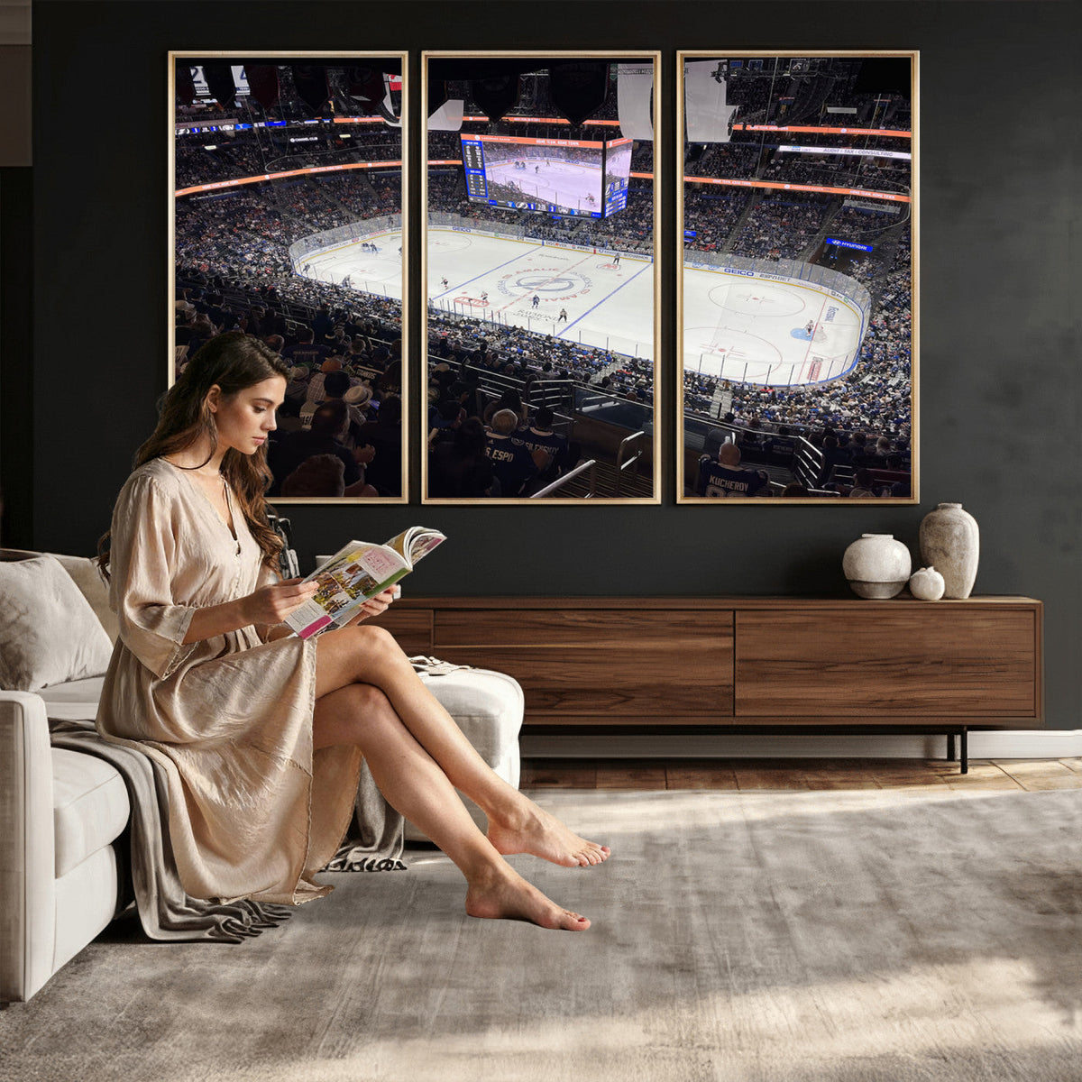 Amalie Arena Florida Wall Art Canvas Print, NHL Hockey, Framed and Ready to Hang