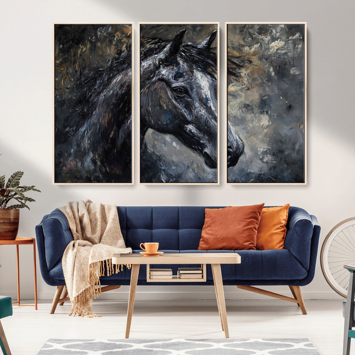 Large Abstract Horse Wall Art Canvas Print, Farmhouse Wall Art