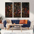 Large Floral Painting Print Illustration Flowers Canvas Wall Art