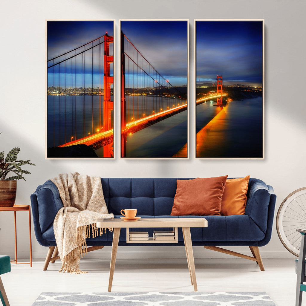 Large Wall Art San Francisco Canvas Print - Wonderful Golden Gate Bridge at Twilight