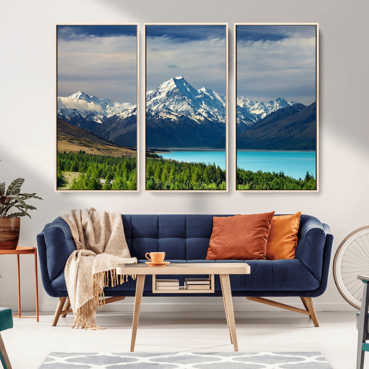 Mount Cook and Lake Pukaki Canvas Wall Art Print | Majestic Snow Capped Peaks