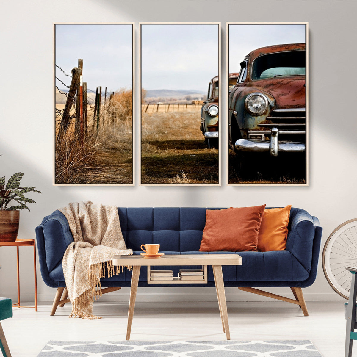 Old Rustic Classic Car Wall Art Canvas Print
