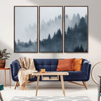 Foggy Pine Forest Wall Art Canvas Print