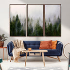 Forest Wall Art Canvas Print | Foggy Forest Wall Art | Pine Wood Forest Print