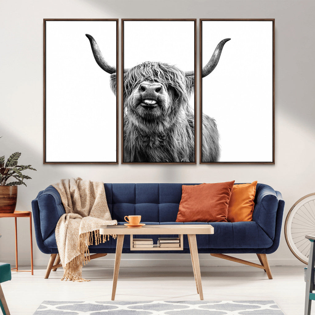 Fanny Scottish Highland Cow Cattle Art Print Farmhouse Wall Art Canvas Print