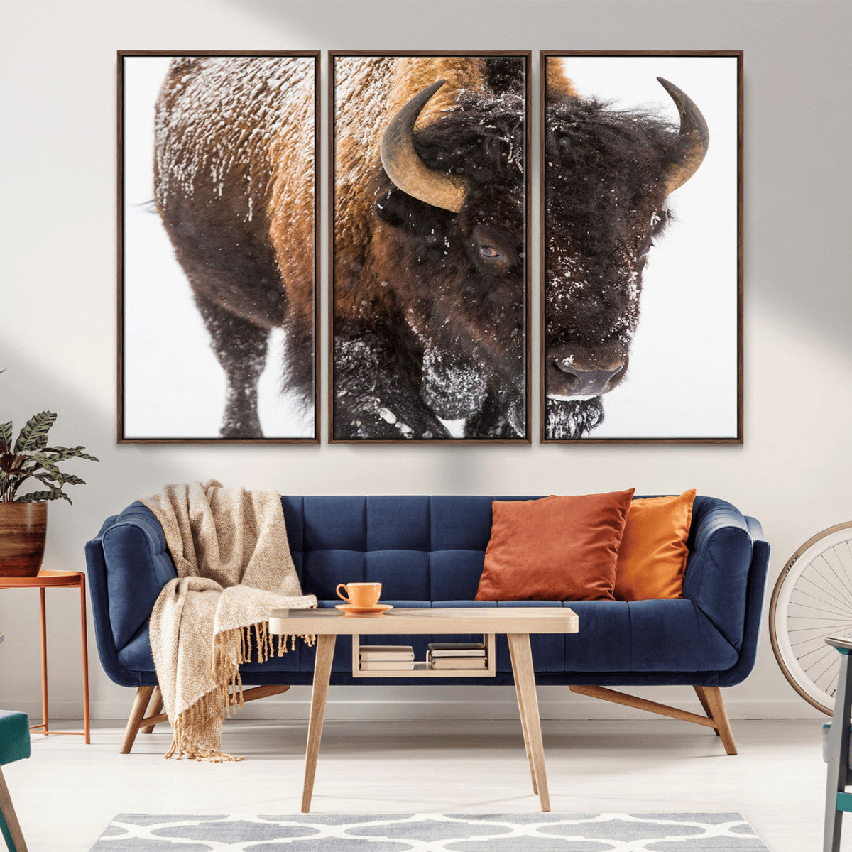 Bison Wall Art Canvas Print For Farmhouse, Wild Animal Wall Art