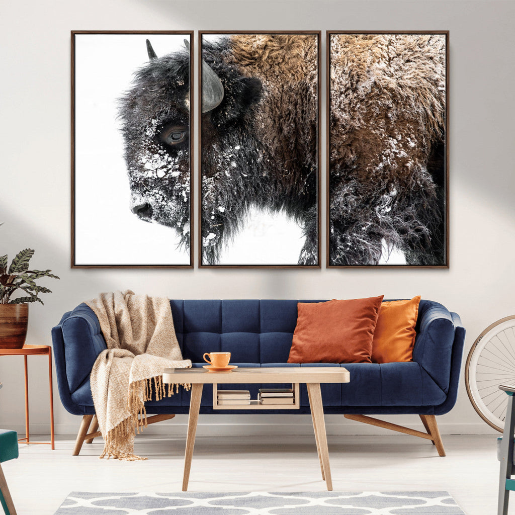 American Bison Wall Art Print, Majestic Buffalo Canvas Print for Living Room or Office