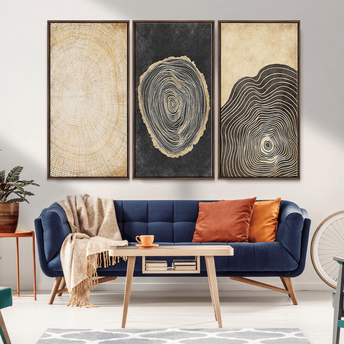 Tree Rings Canvas Wall Art Print, Minimalist Natural History in Modern Decor