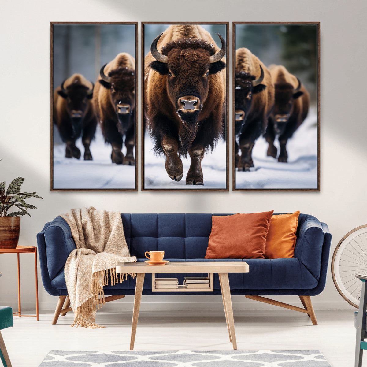 Buffalo Wall Art Canvas Print, American Bison Herd Wall Art