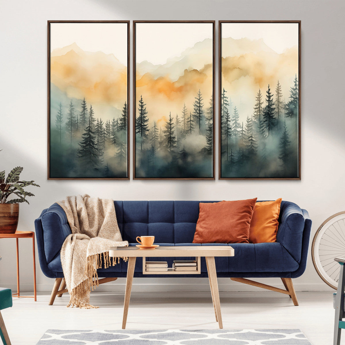 Abstract Forest Print | Mountain Wall Art | Autumn Landscape Canvas Print