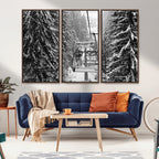 Winter Ski Lift Black and White Canvas Wall Art | Alpine Escape in Minimalist Style