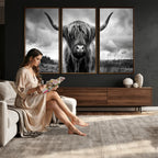 Scottish Cow Wall Art Canvas Print, Longhorn Wall Art
