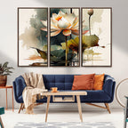Lotus Flower Watercolor Canvas Print | A Symbol of Serenity and Growth in Soft Watercolors