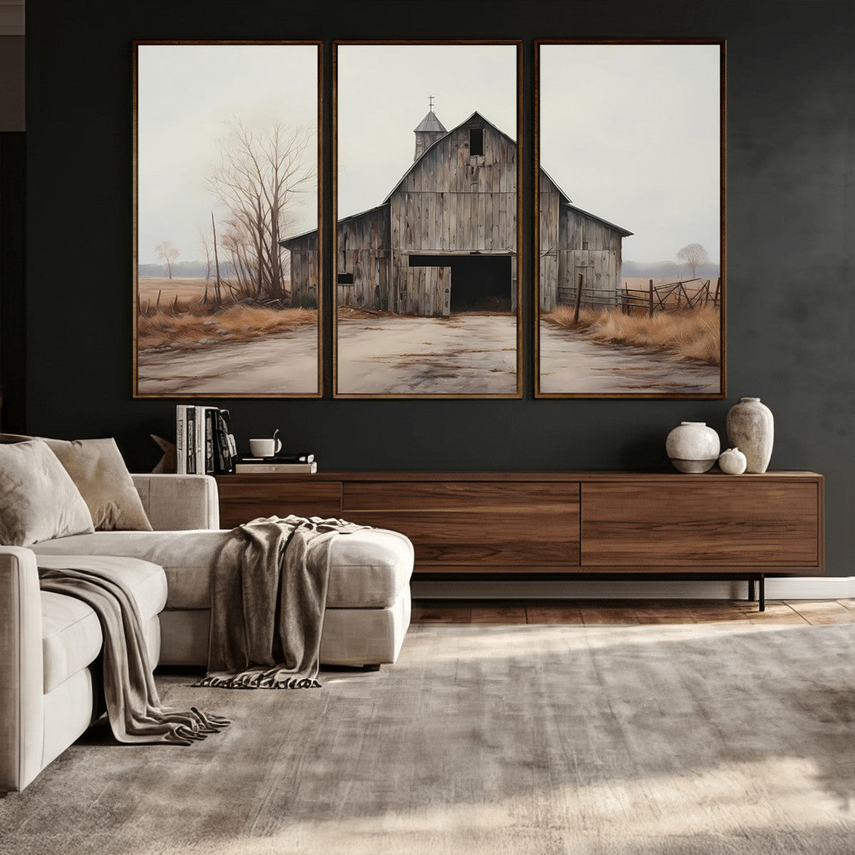 Farmhouse Rustic Barn Wall Art Canvas Print, Framed and Ready to Hang