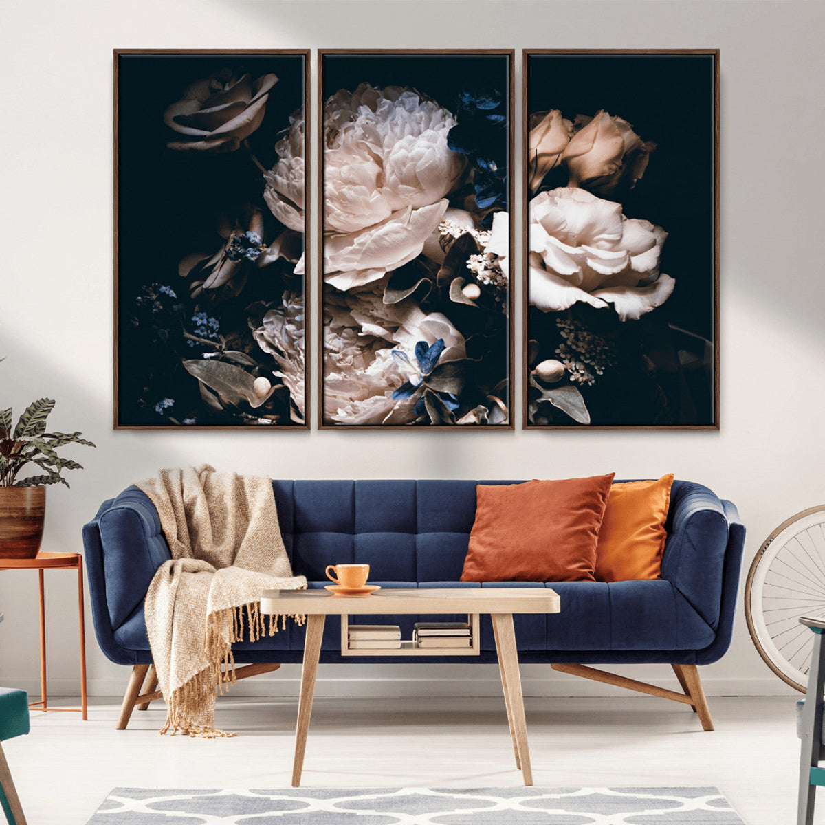 Pink Peonies Flowers Large Canvas Art Print
