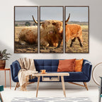 Highland Cow Canvas Wall Art Animal Print for Farm House Decor