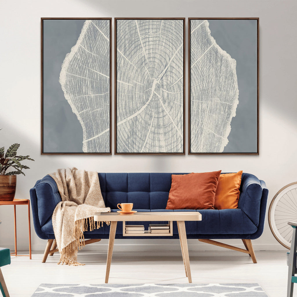 Abstract Tree Ring Wall Art Canvas Print, Framed and Ready to Hang