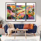 Framed Yayoi Kusama 1986 Wall Art Print | Japanese Wabi Sabi Vibrant Abstract Landscape Canvas