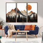 Modern Abstract Mountain Canvas Wall Art Print