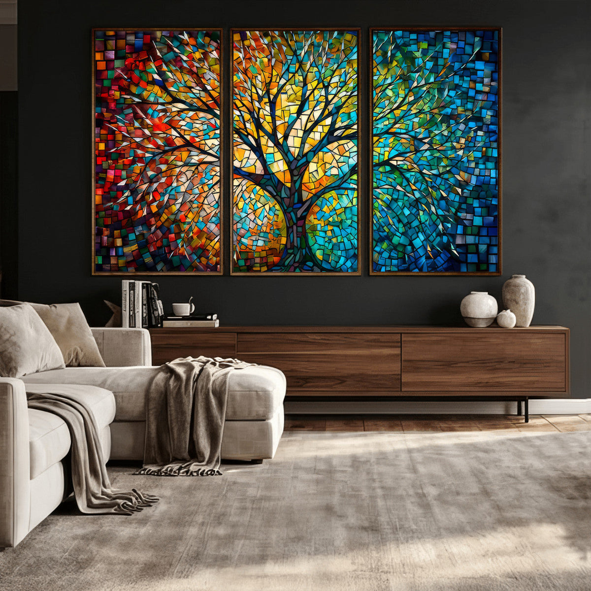 Yggdrasil Tree of Life Wall Art Print | Mosaic Style Canvas Wall Art