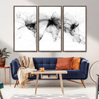 Abstract World Map Wall Art | Framed Geometric Line Canvas