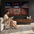 Texas Stadium Night Game Wall Art Canvas Print, Vibrant Football Fireworks Scene