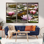 Lotus Flower Wall Art Canvas Print, Water Lily Large Wall Art for Yoga Room Decor