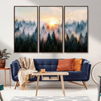 Abstract Forest Wall Art, Serene Nature Canvas Print with Misty Forest Design for Modern Home Decor