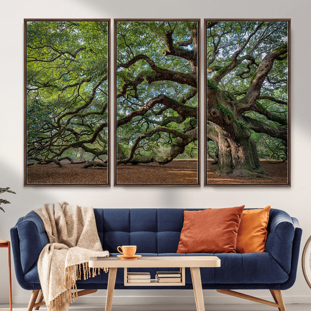 Historic Tree Wall Art | Framed Mossy Branch Canvas Artwork