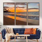 Tropical Beach Wall Art | Framed Sunset Ocean Canvas