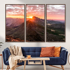 Mountain Sunrise Wall Art | Framed Alpine Ridge Canvas