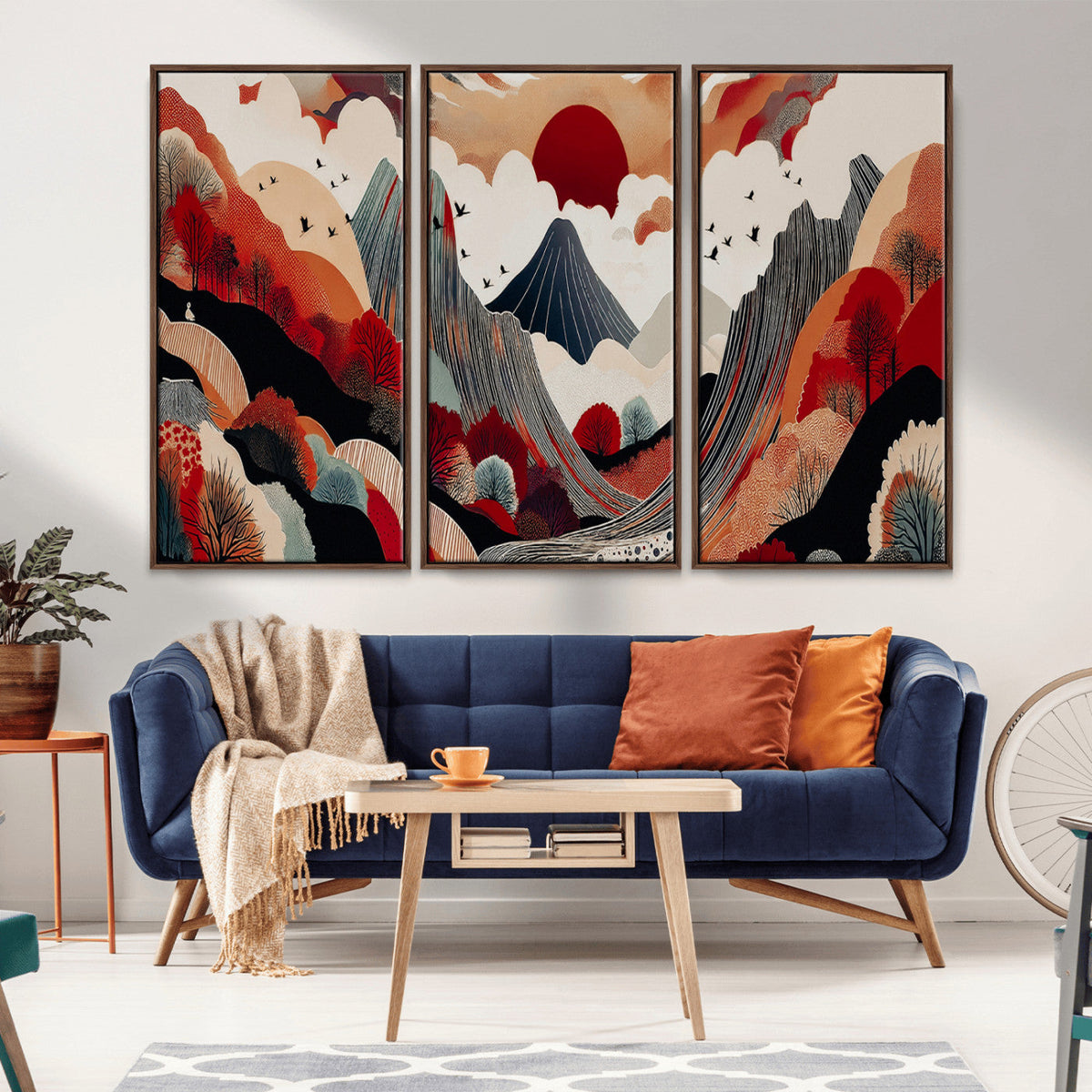 Abstract Mountain Wall Art Canvas Print | Vibrant Stylized Landscape