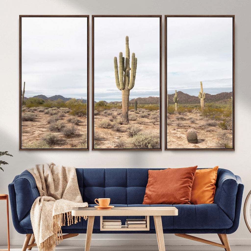 Saguaro Cactus Wall Art | Framed Desert Canvas Artwork