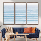 Ocean Wave Surfer Wall Art | Framed Minimal Seascape Canvas