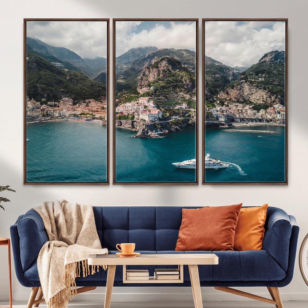Amalfi Coast Wall Art | Framed Italian Seaside Canvas