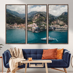 Amalfi Coast Wall Art | Framed Italian Seaside Canvas