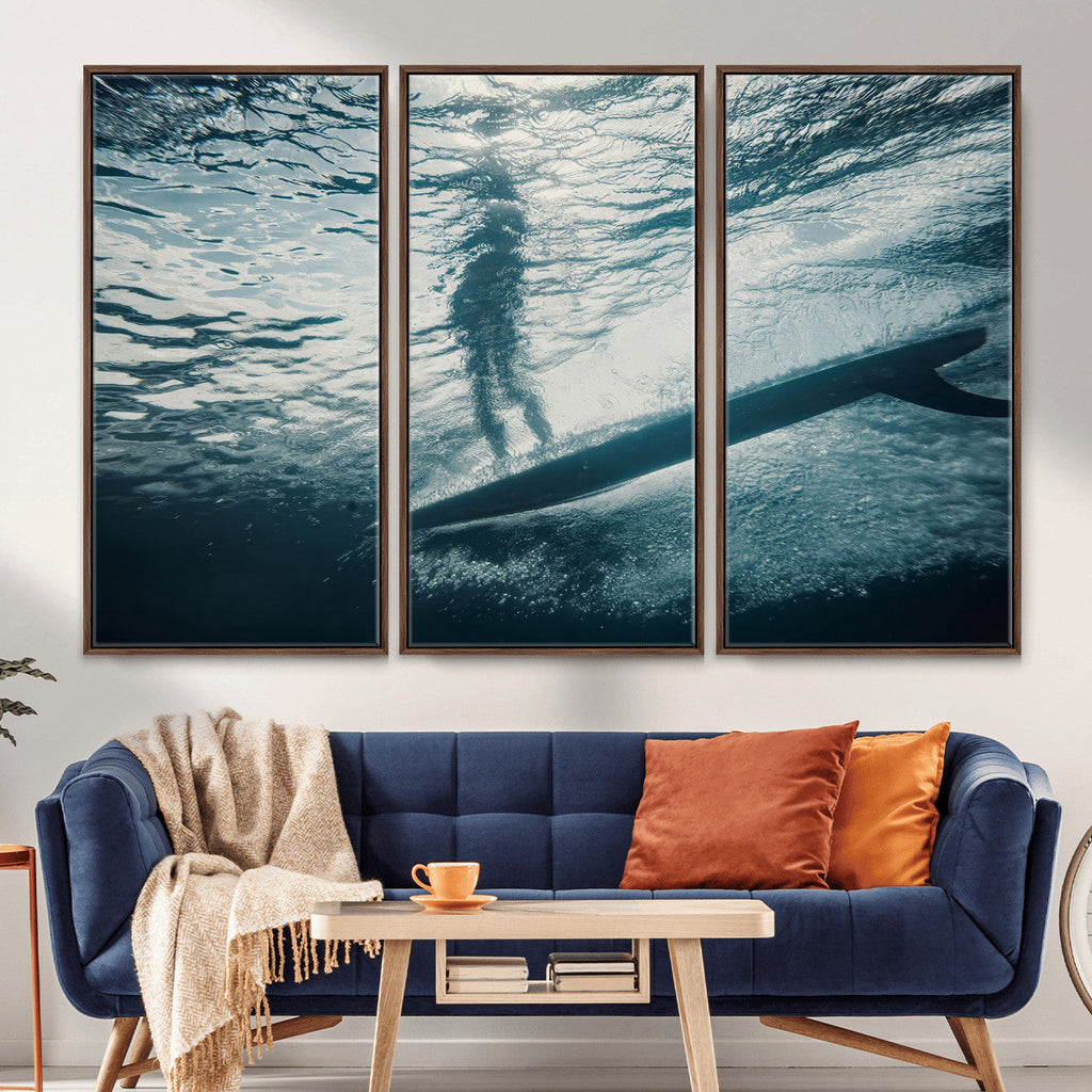 Underwater Surf Wall Art | Framed Ocean Wave Canvas Artwork