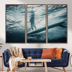 Underwater Surf Wall Art | Framed Ocean Wave Canvas Artwork