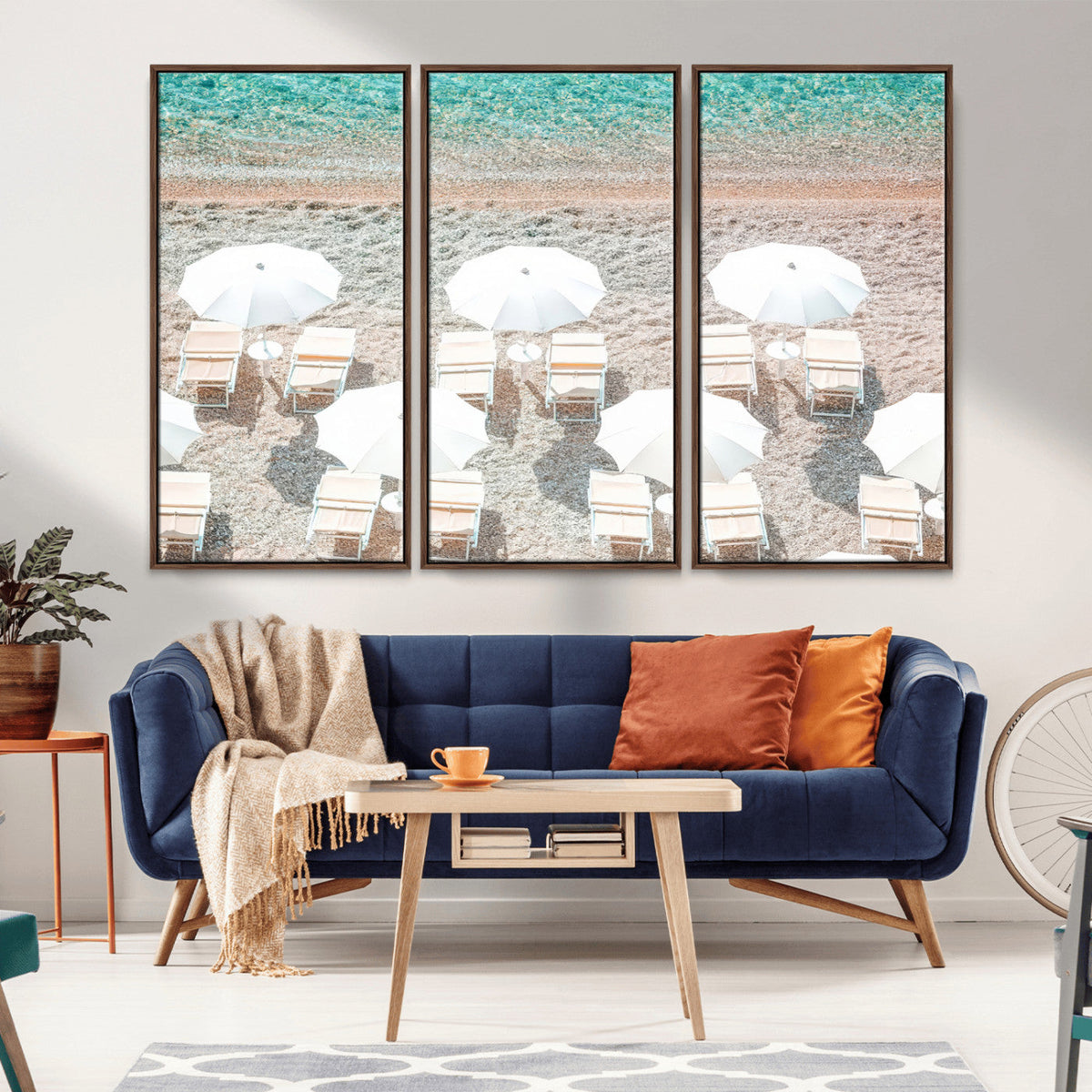 Calm Beach Wall Art | Framed Turquoise Water Canvas Artwork