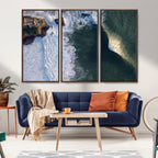 Ocean Wave Wall Art | Aerial Coastal View Canvas Artwork