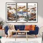 Modern Japanese Mount Fuji Canvas Art Print, Yayoi Kusama Wall Art, Framed Abstract Japanese Landscape