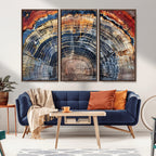 Tree Rings Wall Art Canvas Print, Framed Petrified Wood Modern Rustic