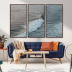 Ocean Waves Wall Art Canvas Print, Framed Coastal Serenity Surf Scene