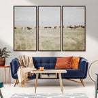 Bison Herd Wall Art Canvas Print, Framed Western Ranch Nature Scene