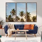 Palms Wall Art Canvas Print, Framed Tropical Coastal Nature Scene