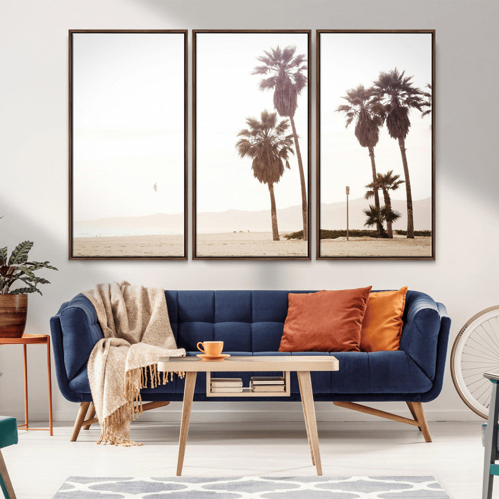 Coastal Light Wall Art Canvas Print, Framed Relaxing Shoreline Art, Minimalist Ocean Tropical Decor