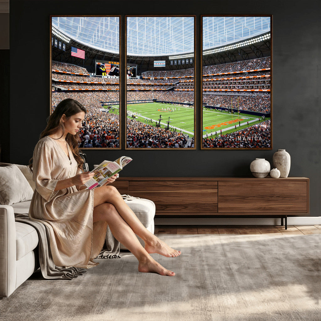 Chicago Bears Soldiers Field Wall Art Canvas Print, Framed and Ready to Hang