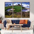 California Pebble Beach Golf Links Wall Art Canvas Print, Iconic Monterey Coastal Golf Course