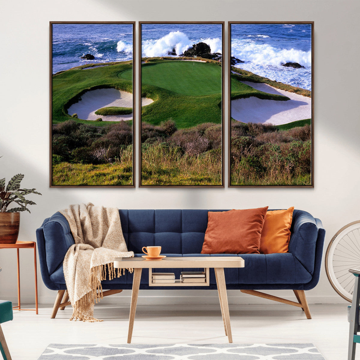 California Pebble Beach Golf Links Wall Art Canvas Print, Iconic Monterey Coastal Golf Course